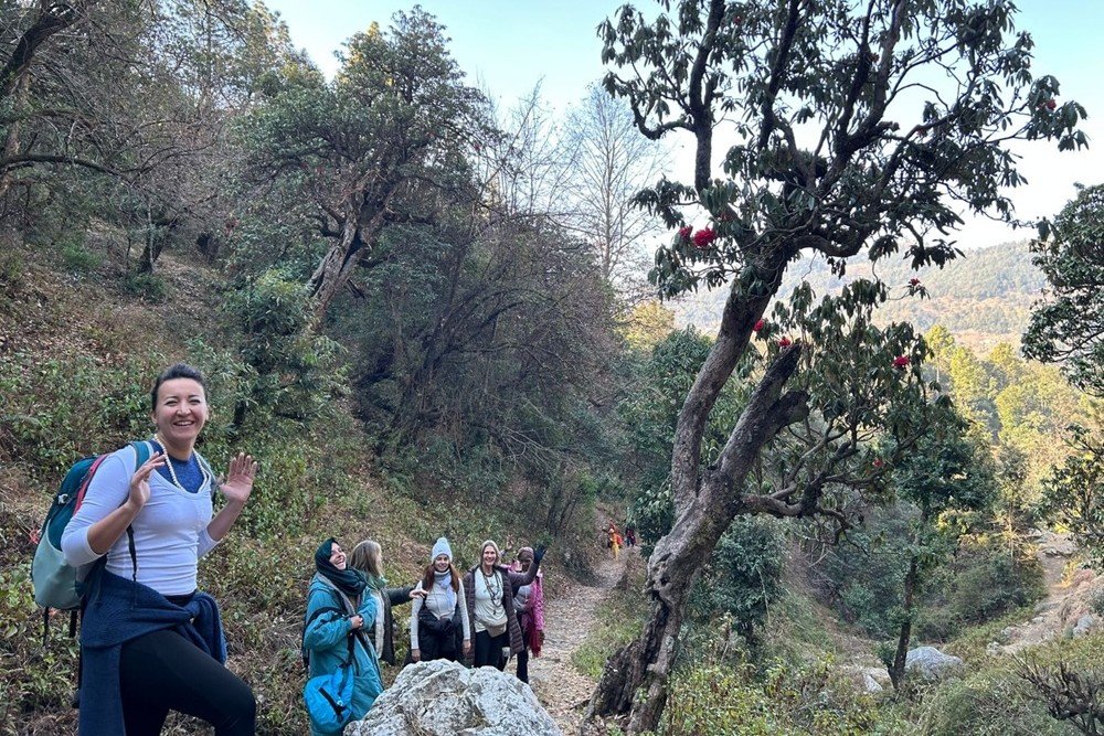 Trekking route to Mahavatar Babaji Cave near Kukuchina, Uttarakhand